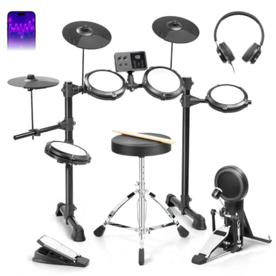 Электронная ударная установка Ktaxon с зарядкой Type-C, USB MIDI, бесшумными сетчатыми барабанами, премиальными тарелками, малошумной педалью для бас-барабана и регулируемым стулом.
Электронная ударная установка Ktaxon с зарядкой Type-C, USB MIDI, бесшумными сетчатыми барабанами, премиальными тарелками, малошумной педалью для бас-барабана и регулируемым стулом.