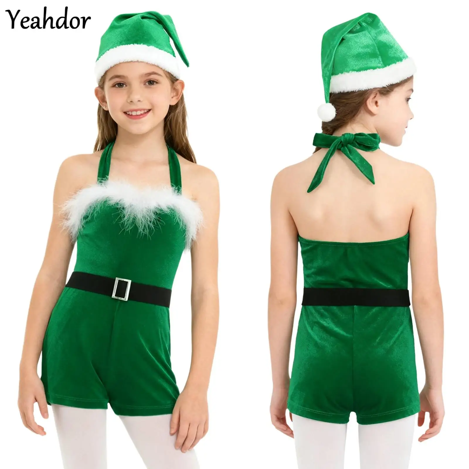Girls 3 Pieces Christmas Santa Claus Costume Halter Neck Sleeveless Velvet Bodysuit New Year Xmas Romper with Belt +Hat Dress Up
Girls 3 Pieces Christmas Santa Claus Costume Halter Neck Sleeveless Velvet Bodysuit New Year Xmas Romper with Belt +Hat Dress Up