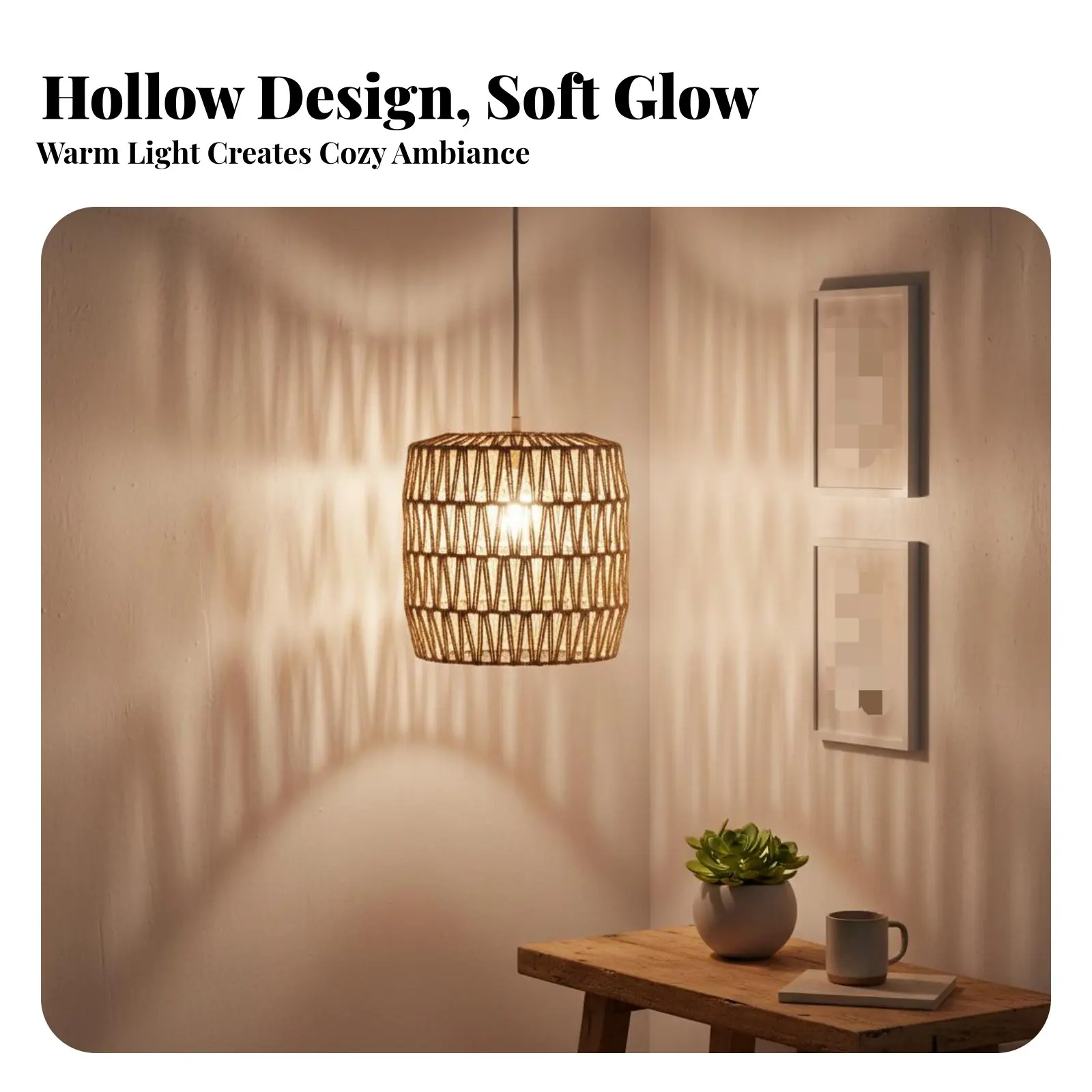 Woven Lamp Shade Hollow-Openwork Design Woven Rope Lampshade Natural Fiber Hanging Shade Creates Warm Atmosphere for Restaurant
Woven Lamp Shade Hollow-Openwork Design Woven Rope Lampshade Natural Fiber Hanging Shade Creates Warm Atmosphere for Restaurant