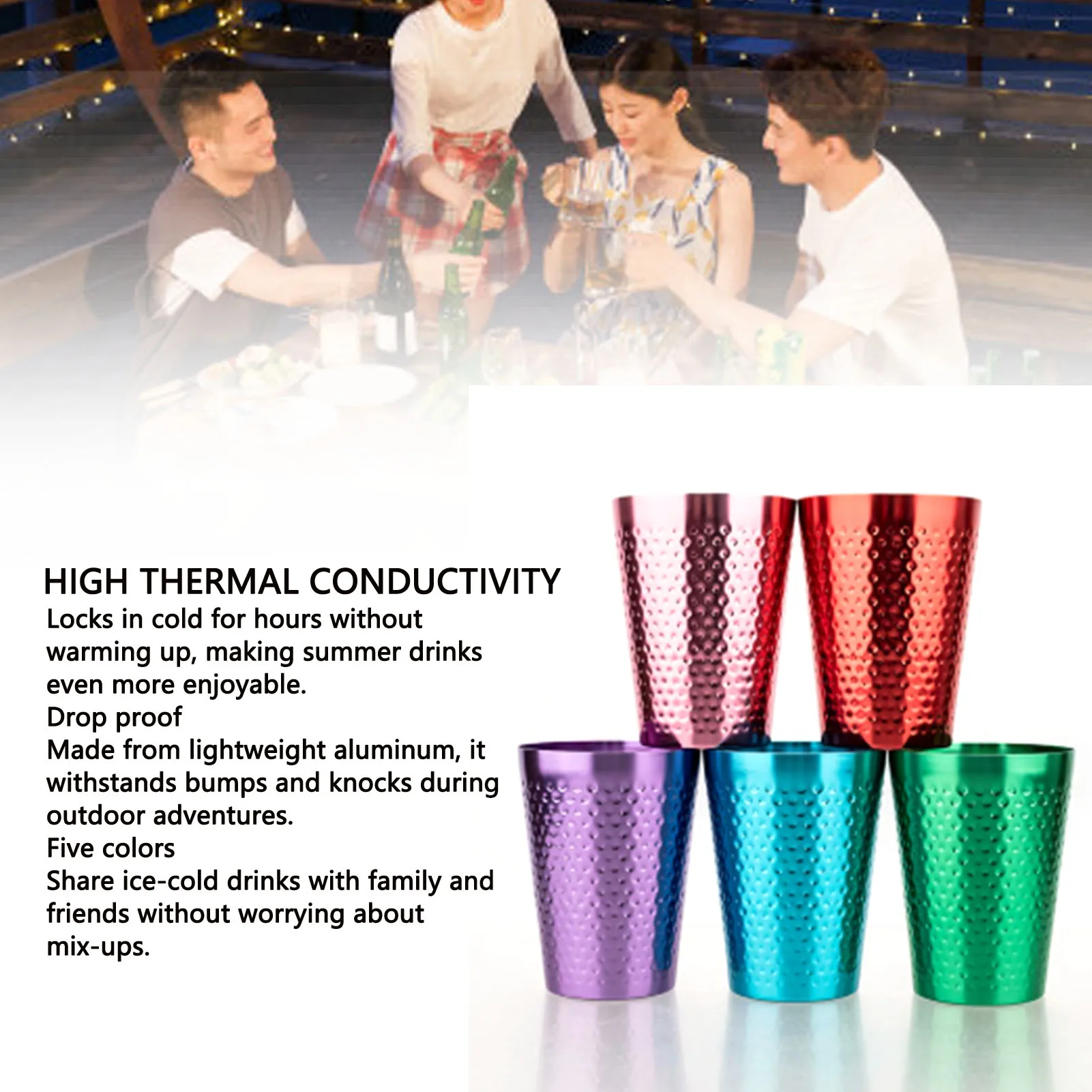 Metal Cold Beverage Cups Metal Cups 5 Colors Reusable Lightweight Food Grade Aluminum Hammered Cups for Beer Cold Beverages
Metal Cold Beverage Cups Metal Cups 5 Colors Reusable Lightweight Food Grade Aluminum Hammered Cups for Beer Cold Beverages
