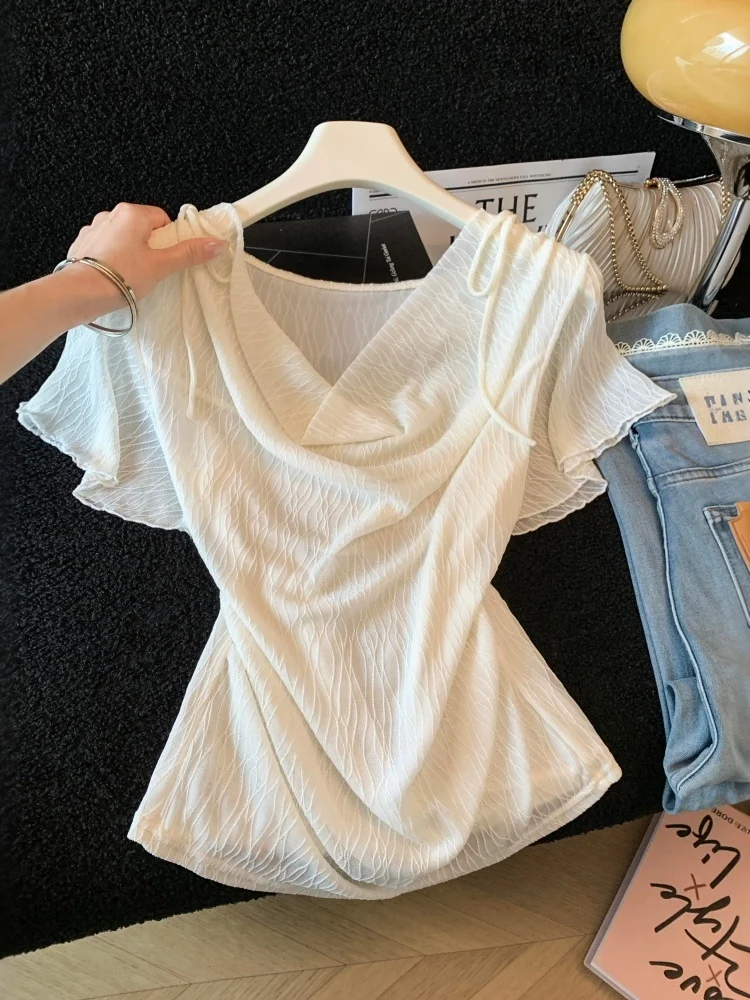 Trendy Women's Shirt 2026 Summer Texture Sensation Halter Neck Tie Short Sleeve Chiffon Top Korean Style Commute Wind
Trendy Women's Shirt 2026 Summer Texture Sensation Halter Neck Tie Short Sleeve Chiffon Top Korean Style Commute Wind