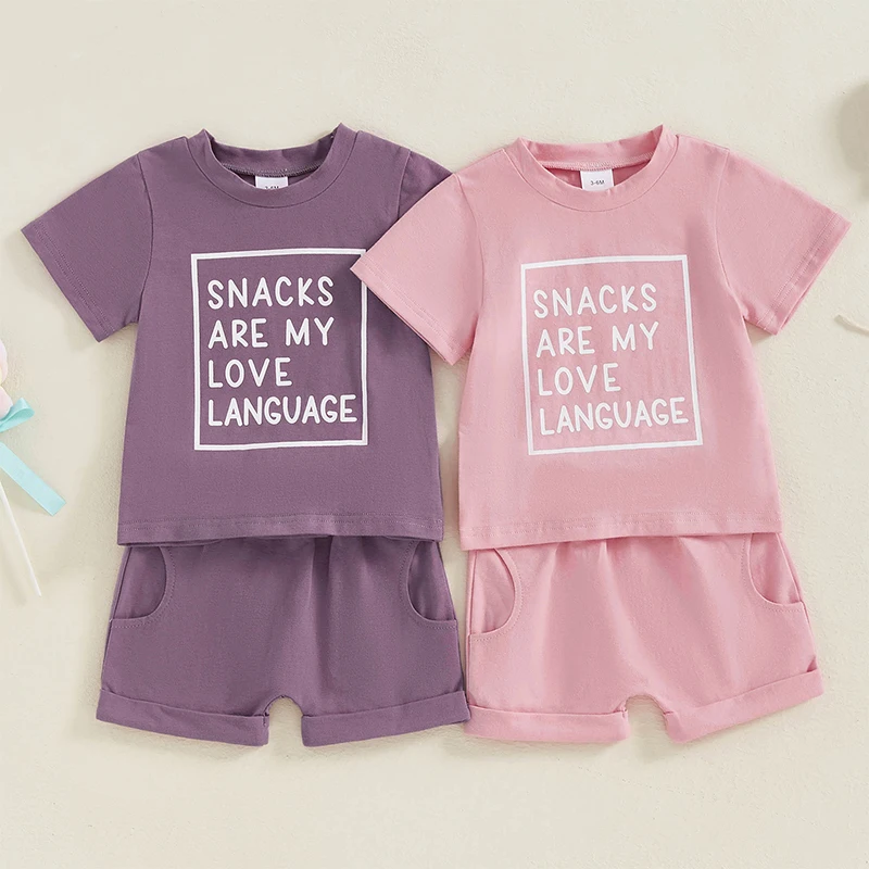 Baby Girls Shorts Set Short Sleeve Letters Print T-shirt with Elastic Waist Shorts Summer 2piece Outfit
Baby Girls Shorts Set Short Sleeve Letters Print T-shirt with Elastic Waist Shorts Summer 2piece Outfit