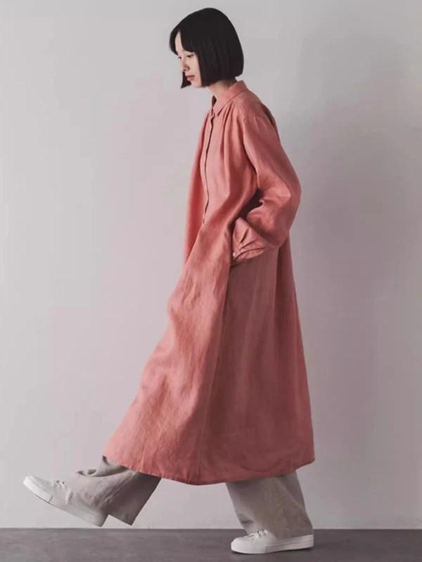 Autumn Cotton Linen Long Sve irt Dr Casual Loose plus Size Mid-Length Pure Color Turn-down Collar Women's Faion
Autumn Cotton Linen Long Sve irt Dr Casual Loose plus Size Mid-Length Pure Color Turn-down Collar Women's Faion