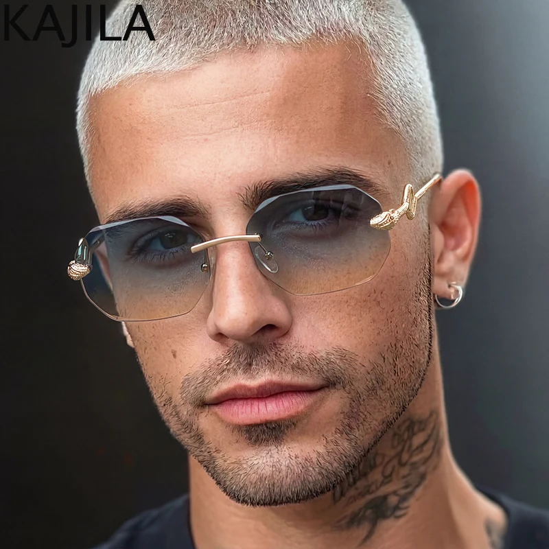 Snake Rectangle Rimless Punk Sunglasses Men 2026 Luxury Brand Vintage Metal Frame Change Color Sun Glasses Male Polygon Shades
Snake Rectangle Rimless Punk Sunglasses Men 2026 Luxury Brand Vintage Metal Frame Change Color Sun Glasses Male Polygon Shades