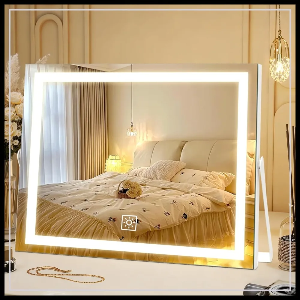 14" LED Vanity Mirror with Lights, Large Metal Frame, 3 Color Dimmable Touch, 360° Rotation for Bathroom Bedroom
14" LED Vanity Mirror with Lights, Large Metal Frame, 3 Color Dimmable Touch, 360° Rotation for Bathroom Bedroom