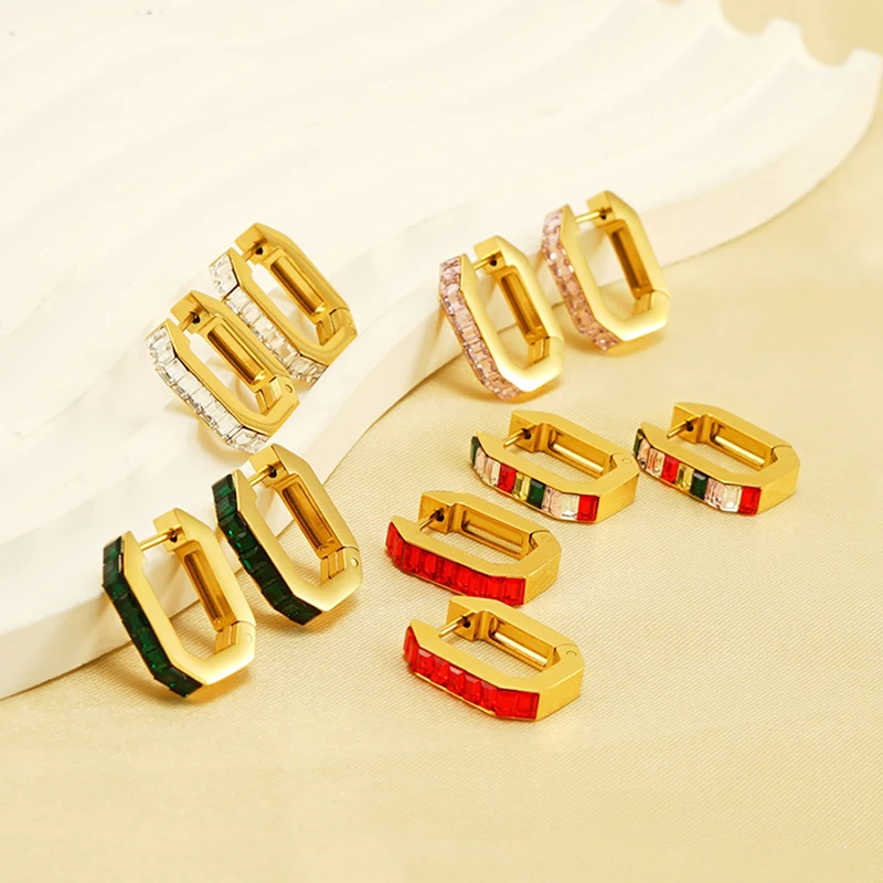 10Pcs Fashion Simple Stainless Steel Gold Plated Square Cubic Zirconia U-shape Hoop Earrings for Women
10Pcs Fashion Simple Stainless Steel Gold Plated Square Cubic Zirconia U-shape Hoop Earrings for Women