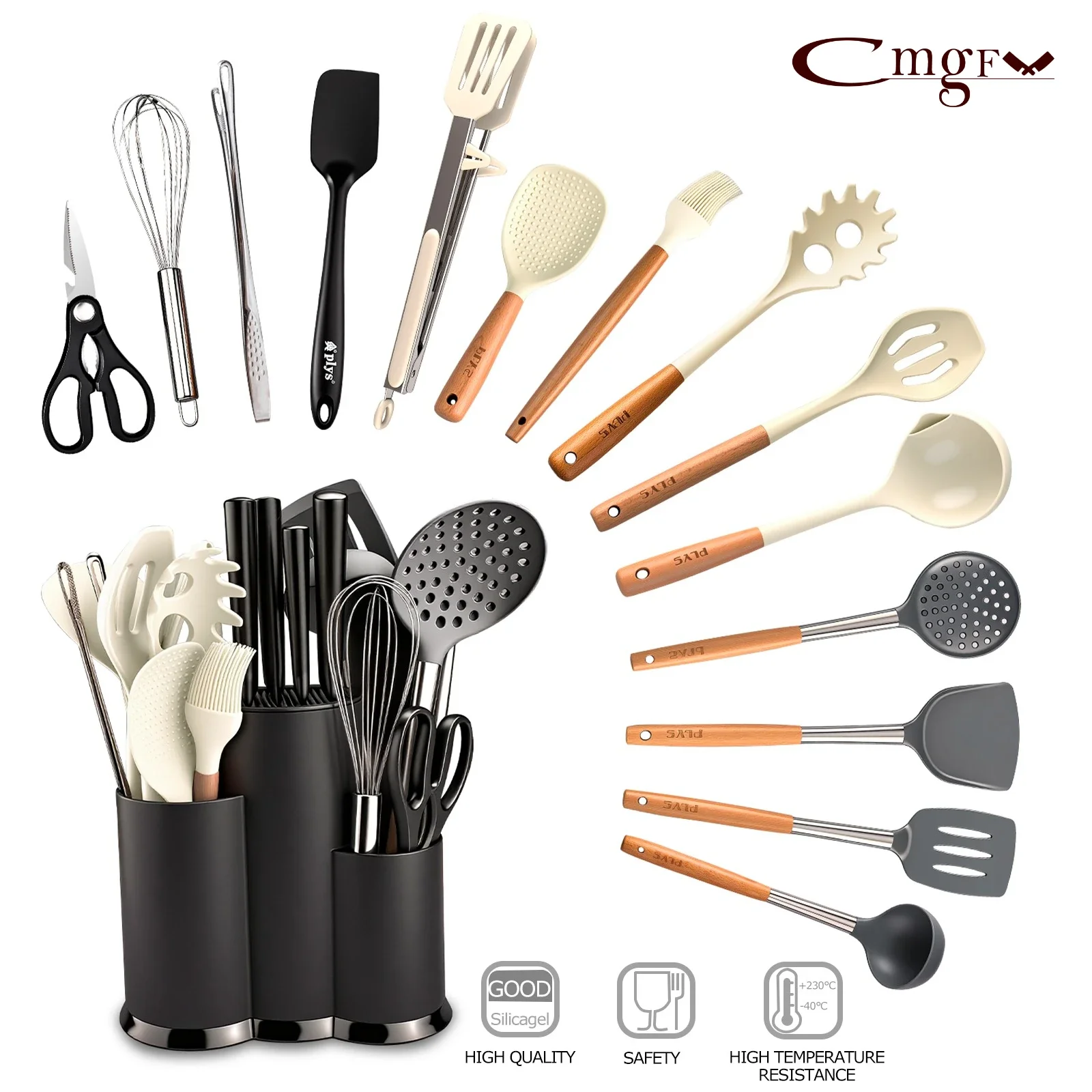 19PCS Kitchen Utensils Set With Stainless Steel Kitchen Knife, Silicone Cooking Spatula Soup Spoon Egg beater and Knife Holder
19PCS Kitchen Utensils Set With Stainless Steel Kitchen Knife, Silicone Cooking Spatula Soup Spoon Egg beater and Knife Holder