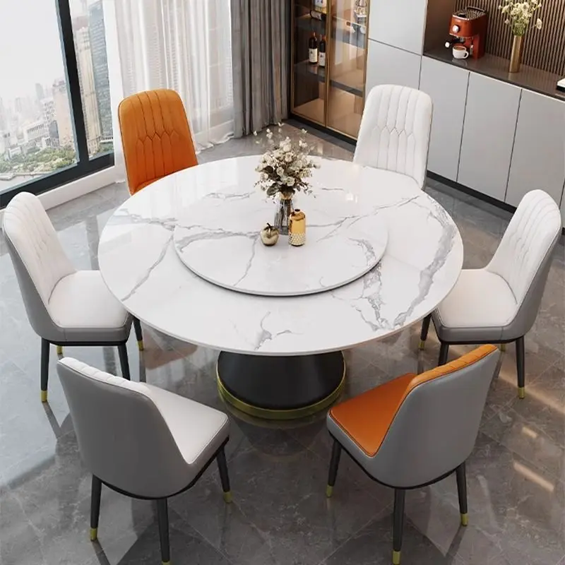 Marble round with turntable rock slab dining table and chair combination rear circle
Marble round with turntable rock slab dining table and chair combination rear circle