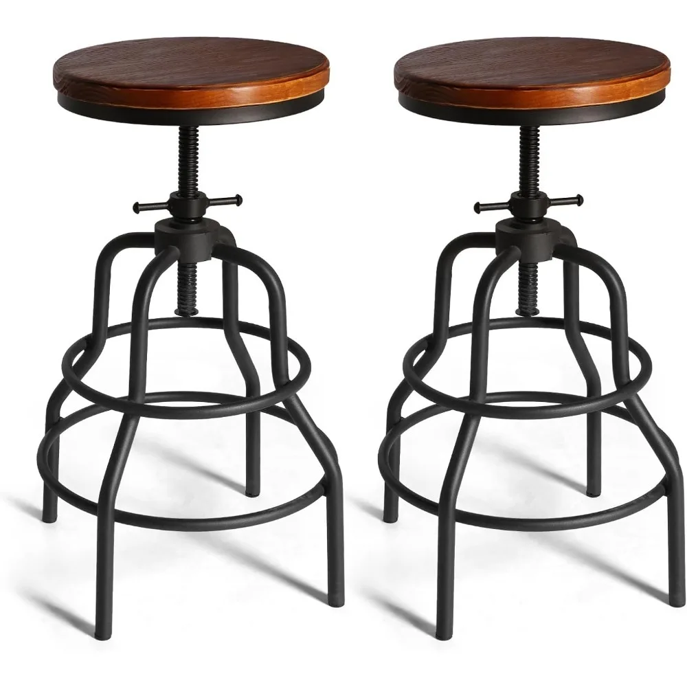 Vintage Industrial Barstools - 13.8" Dia Round Wooden Brown Seat - Black Metal Base - Adjustable Height: 23.6"-29.5"
Vintage Industrial Barstools - 13.8" Dia Round Wooden Brown Seat - Black Metal Base - Adjustable Height: 23.6"-29.5"