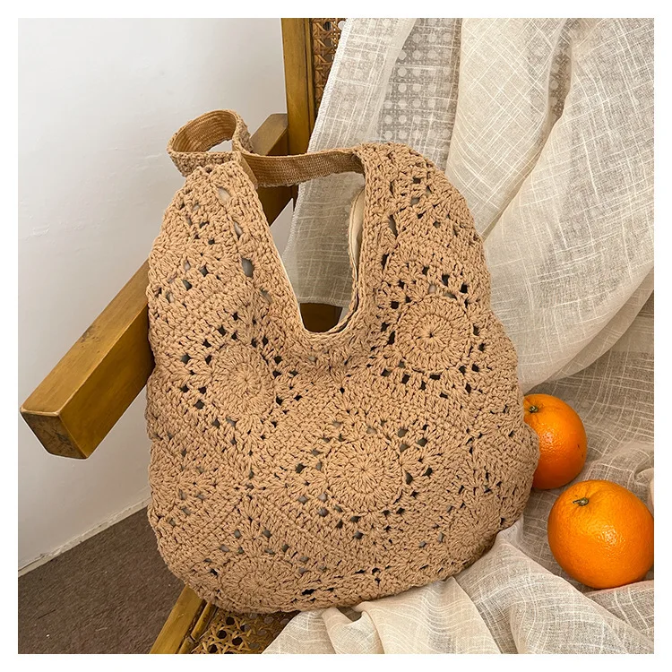 2025 New Handmade Cotton Thread Bag Flower Hollow Weaving Bag Single Shoulder Tote Women's Bag Large Capacity Beach Bag
2025 New Handmade Cotton Thread Bag Flower Hollow Weaving Bag Single Shoulder Tote Women's Bag Large Capacity Beach Bag