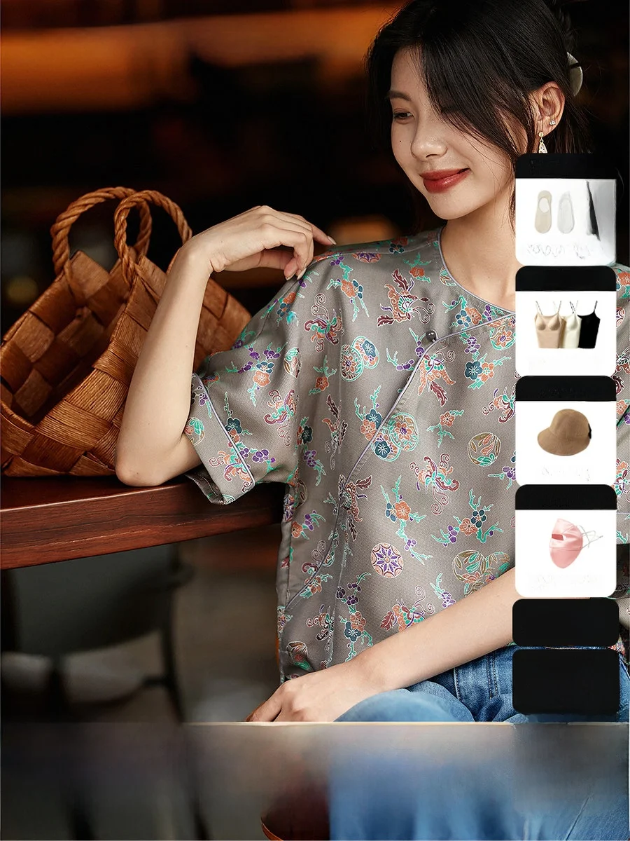 Ele New Chinese Sle round Ne Silk Blouse Women's Small Top Miscellaneous Treasure Asymmetrical Sve Design
Ele New Chinese Sle round Ne Silk Blouse Women's Small Top Miscellaneous Treasure Asymmetrical Sve Design