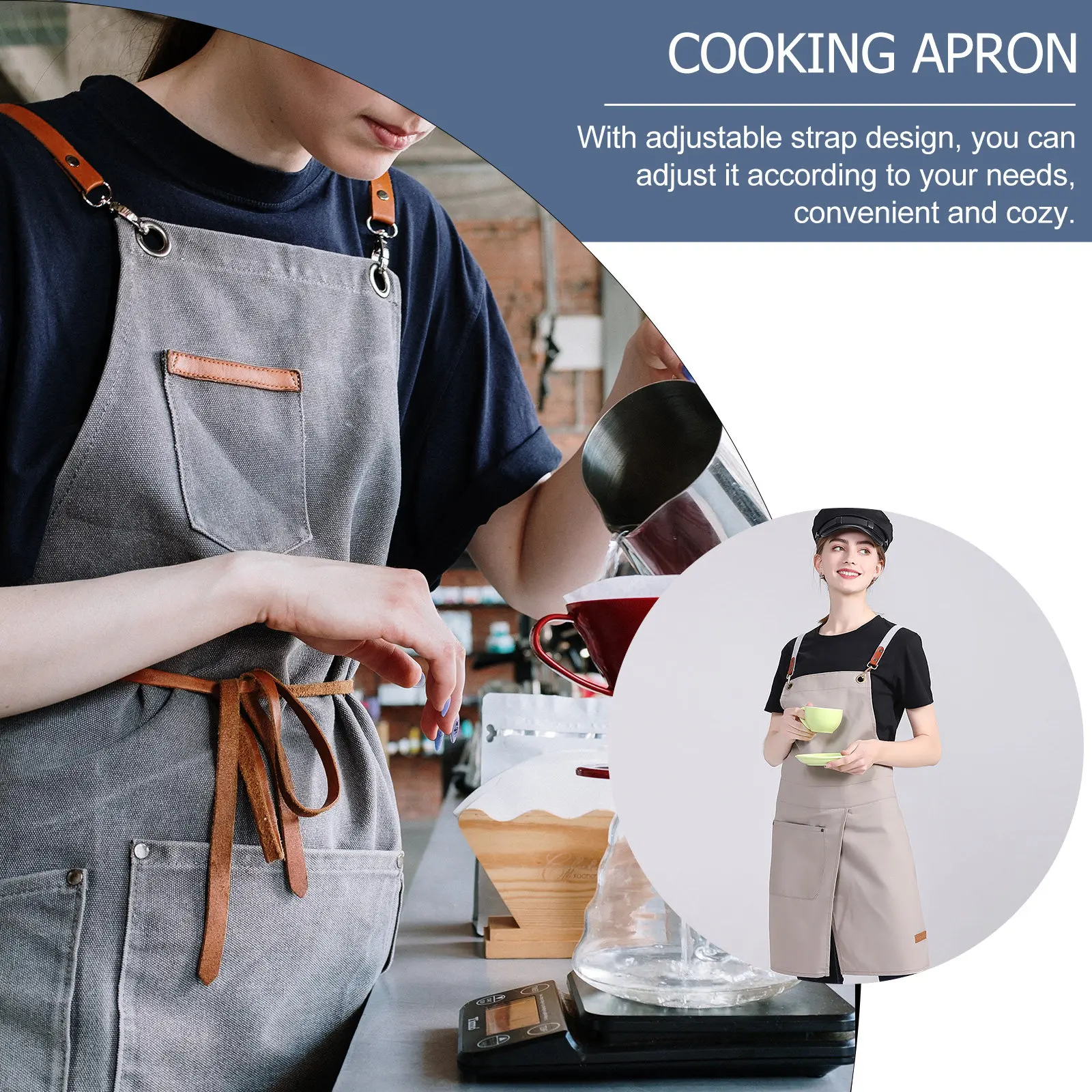 Chef Apron Kitchen Cooking Apron with Adjustable Strap Waterproof Oil Resistant Pocket Design for Baking Bbq Coffee Shop Nail
Chef Apron Kitchen Cooking Apron with Adjustable Strap Waterproof Oil Resistant Pocket Design for Baking Bbq Coffee Shop Nail