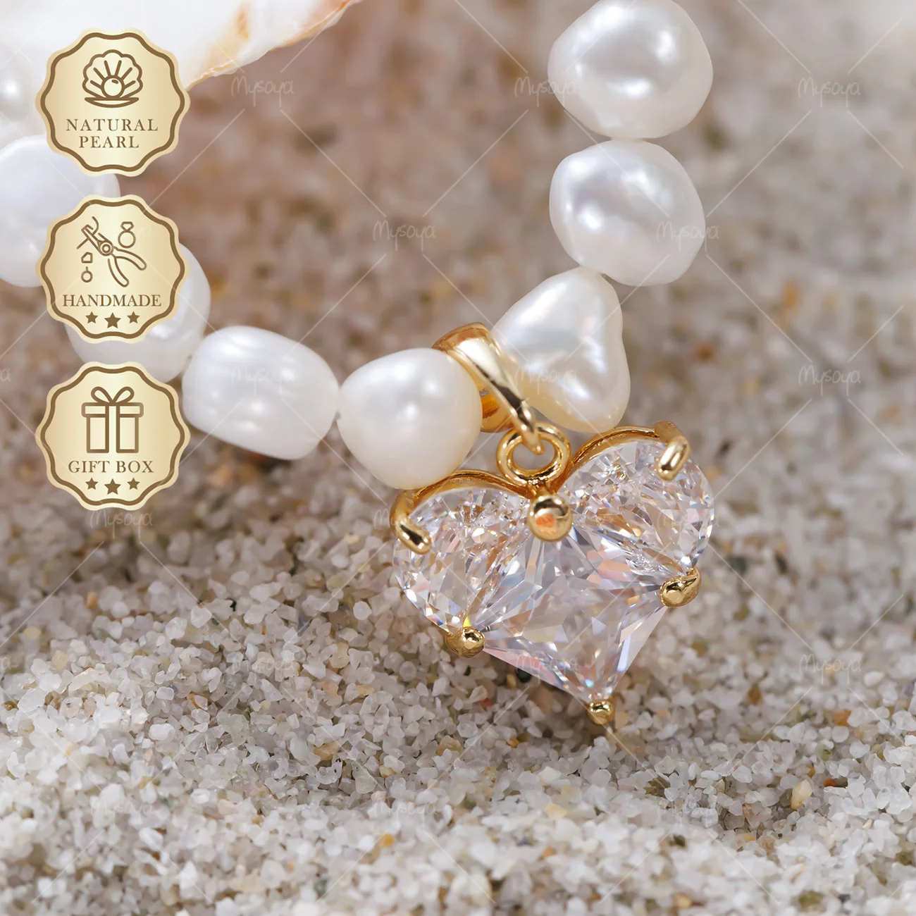MYSOYA White Baroque Freshwater Pearl Necklace 4-5mm Gold CZ Heart Pendant & Gold Extender, Gift Box S510
MYSOYA White Baroque Freshwater Pearl Necklace 4-5mm Gold CZ Heart Pendant & Gold Extender, Gift Box S510
