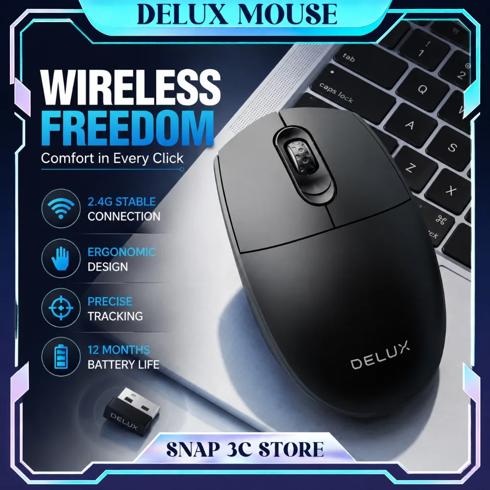 Delux Ergonomic Wireless Mouse Carpal Tunnel Wrist Pain Relief Bluetooth Dual Mode Silent Rechargeable Mice for iPad Laptop PC
Delux Ergonomic Wireless Mouse Carpal Tunnel Wrist Pain Relief Bluetooth Dual Mode Silent Rechargeable Mice for iPad Laptop PC