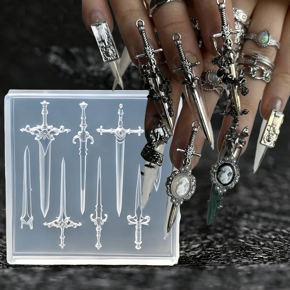 3D Silicone Y2k Sword Cross Nail Carving Mold DIY Acrylic Cross Sword Stamping Plate Nails Stencils Spicy Girl Nail Art Template
3D Silicone Y2k Sword Cross Nail Carving Mold DIY Acrylic Cross Sword Stamping Plate Nails Stencils Spicy Girl Nail Art Template