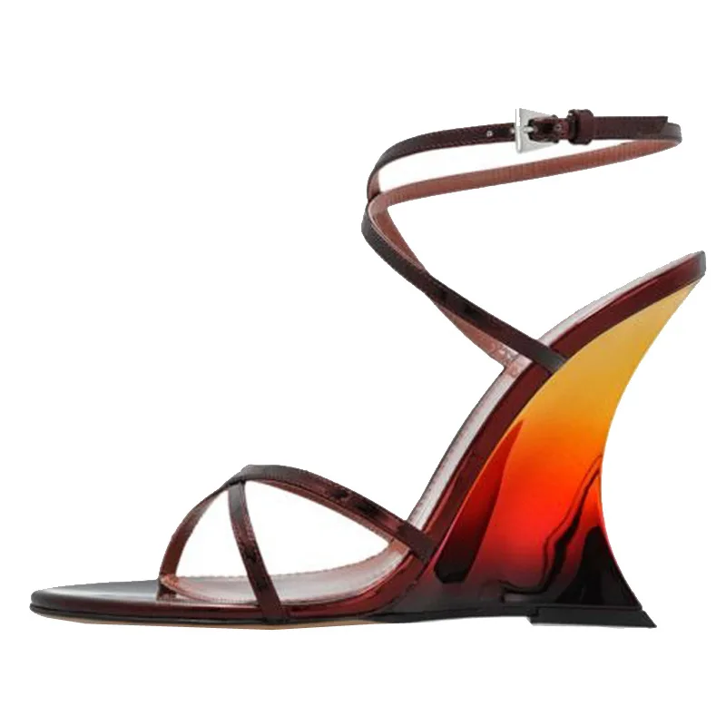 Open-Toe Cross-Strap Patent Leather Gradient Wedge High Heels Roman Sandals Plus Size Elegant Runway Style Women's Shoes Summer
Open-Toe Cross-Strap Patent Leather Gradient Wedge High Heels Roman Sandals Plus Size Elegant Runway Style Women's Shoes Summer