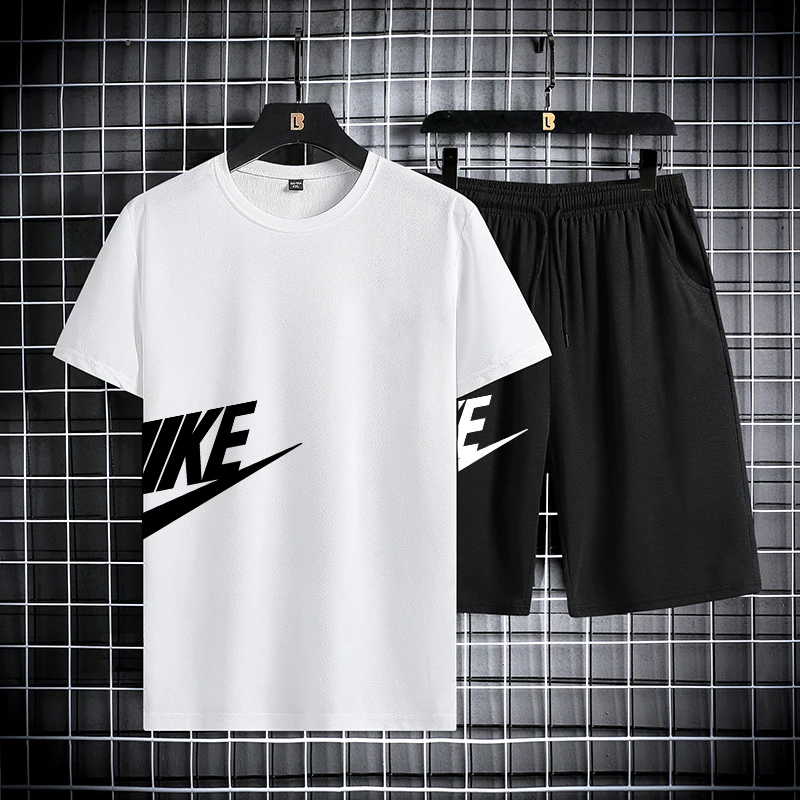 Men's summer short sleeved set, quick drying short sleeved T-shirt shorts, running sports set, two-piece set -
Men's summer short sleeved set, quick drying short sleeved T-shirt shorts, running sports set, two-piece set -