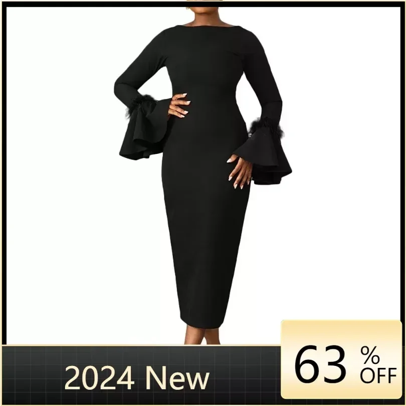 Black African Dresses for Women Elegant Spring 2024 African Long Sleeve O-neck Polyester Long Maxi Bodycon Dress Africa Clothing
Black African Dresses for Women Elegant Spring 2024 African Long Sleeve O-neck Polyester Long Maxi Bodycon Dress Africa Clothing