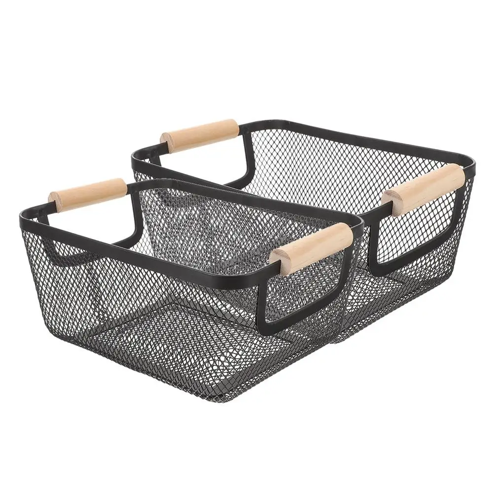 2 Pcs Storage Basket Wire Metal Nordic Wood Handles Bathroom Kitchen Living Room Vegetable Fruit Bins Multifunctional Durability
2 Pcs Storage Basket Wire Metal Nordic Wood Handles Bathroom Kitchen Living Room Vegetable Fruit Bins Multifunctional Durability