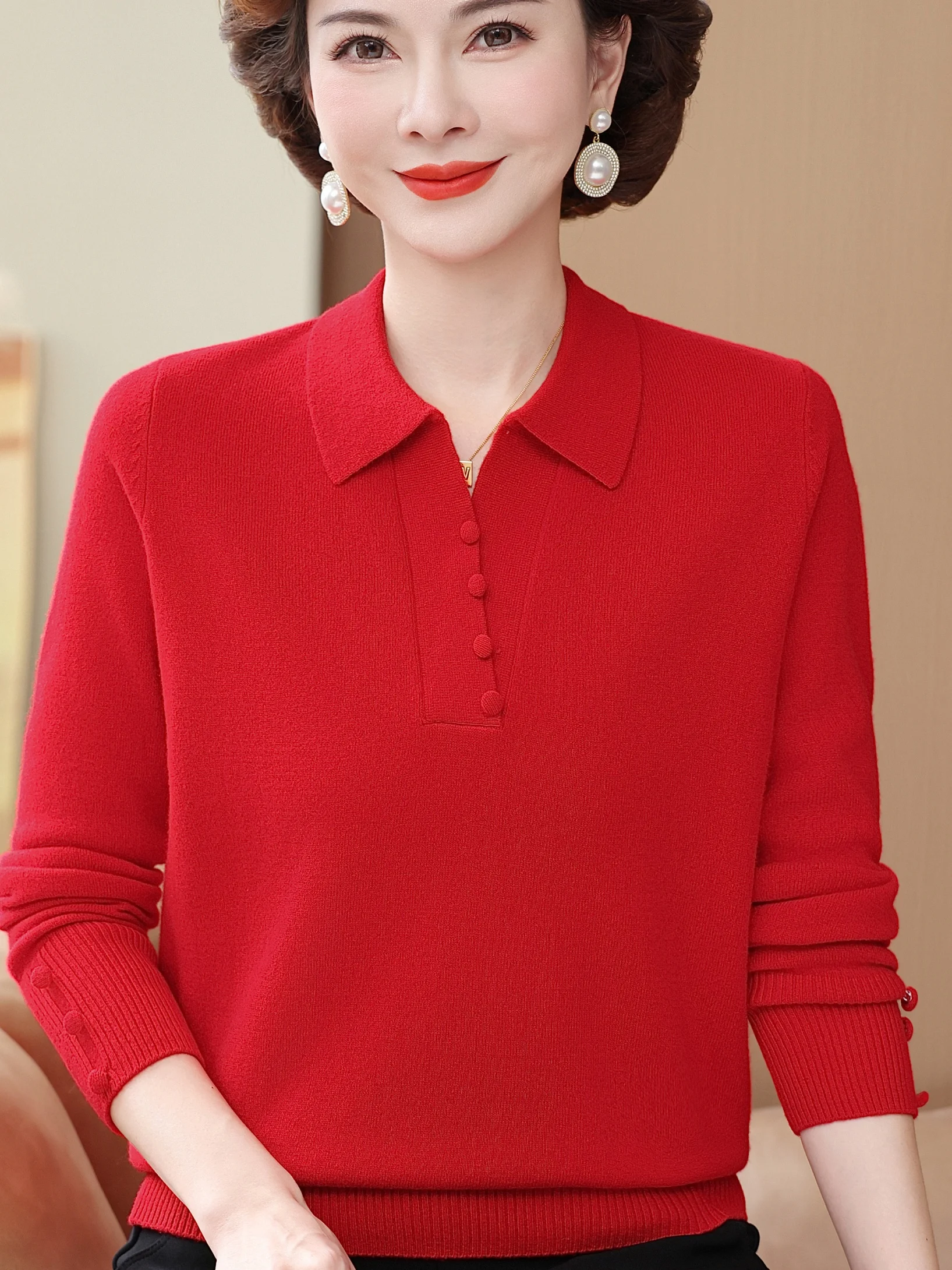 Трикотажная футболка из чистой шерсти для женщин среднего возраста и ли, красный свитер, дышащая, теплая, легкая, обычная све
Трикотажная футболка из чистой шерсти для женщин среднего возраста и ли, красный свитер, дышащая, теплая, легкая, обычная све