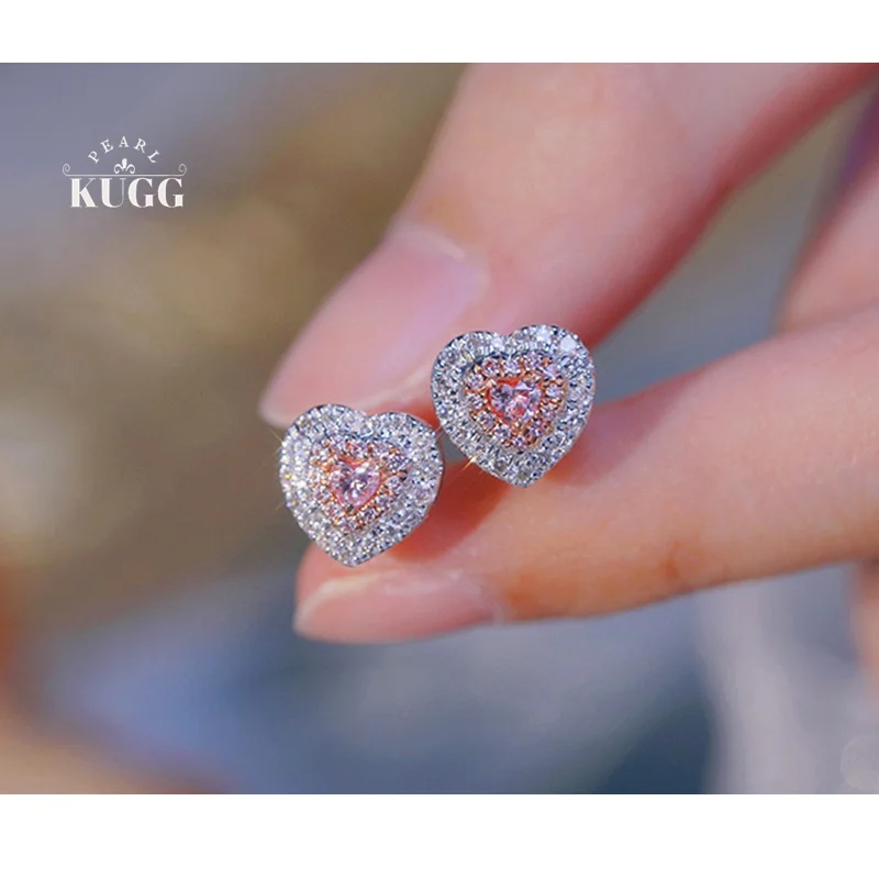 KUGG 100% 18K White Gold Earrings Romantic Heart Design 0.66carat Real Natural Pink Diamond Earrings for Women Wedding Jewelry
KUGG 100% 18K White Gold Earrings Romantic Heart Design 0.66carat Real Natural Pink Diamond Earrings for Women Wedding Jewelry