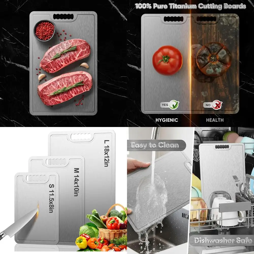 Double-Sided Pure Titanium Chopping Boards for Kitchen, Food-Grade, Medium Size, Ideal for Cutting Meat, Vegetables, and Fruits,
Double-Sided Pure Titanium Chopping Boards for Kitchen, Food-Grade, Medium Size, Ideal for Cutting Meat, Vegetables, and Fruits,