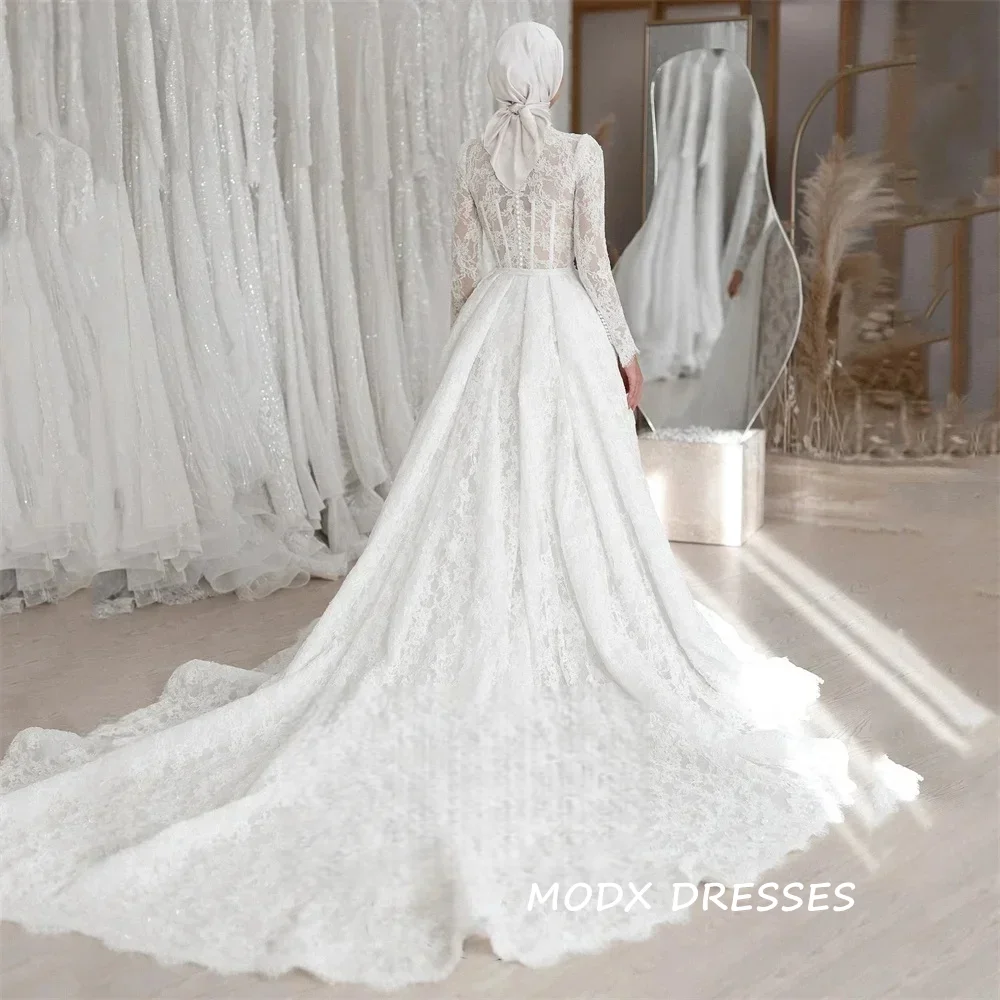 MODX Luxury Mermaid Wedding Dresses With Detachable Train Dubai Arabic Full Lace Bridal Gowns High Neck Long Sleeves Customized
MODX Luxury Mermaid Wedding Dresses With Detachable Train Dubai Arabic Full Lace Bridal Gowns High Neck Long Sleeves Customized