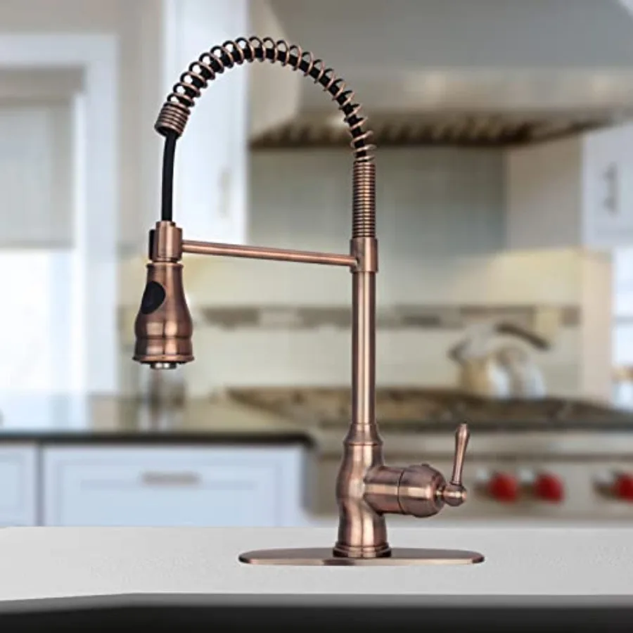 Copper Pre-Rinse Spring Kitchen Faucet, Single Level Solid Brass Kitchen Sink Faucets with Pull Down Sprayer
Copper Pre-Rinse Spring Kitchen Faucet, Single Level Solid Brass Kitchen Sink Faucets with Pull Down Sprayer