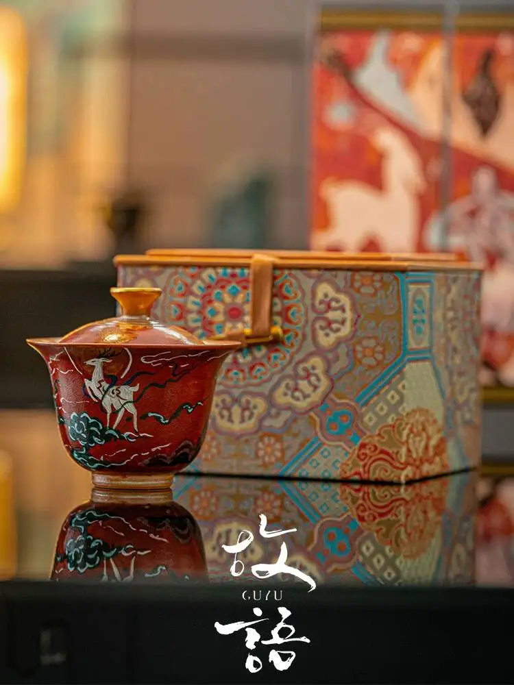 Hometown Hand-Painted Dunhuang Nine-Color Deer Handmade Covered Shino-Yaki Firewood-Fired Kung Fu Tea Bowl High-End Gift Chinese
Hometown Hand-Painted Dunhuang Nine-Color Deer Handmade Covered Shino-Yaki Firewood-Fired Kung Fu Tea Bowl High-End Gift Chinese