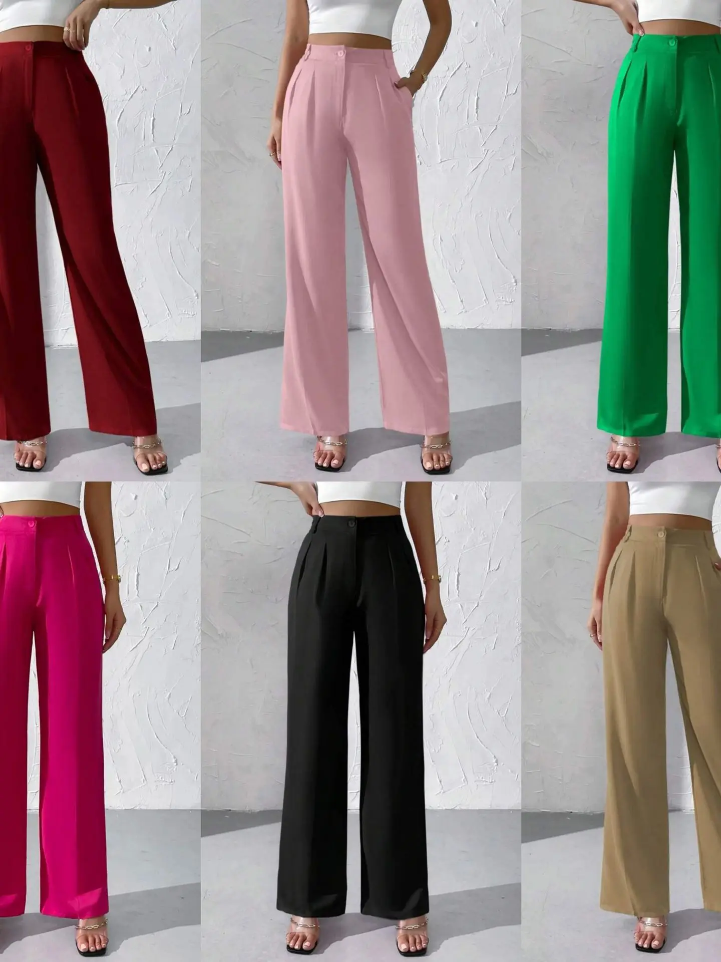 Повседневные широкие брюки для женщин, цветные брюки с высокой талией, прямой крой, профессиональная офисная одежда, летняя коллекция
Повседневные широкие брюки для женщин, цветные брюки с высокой талией, прямой крой, профессиональная офисная одежда, летняя коллекция