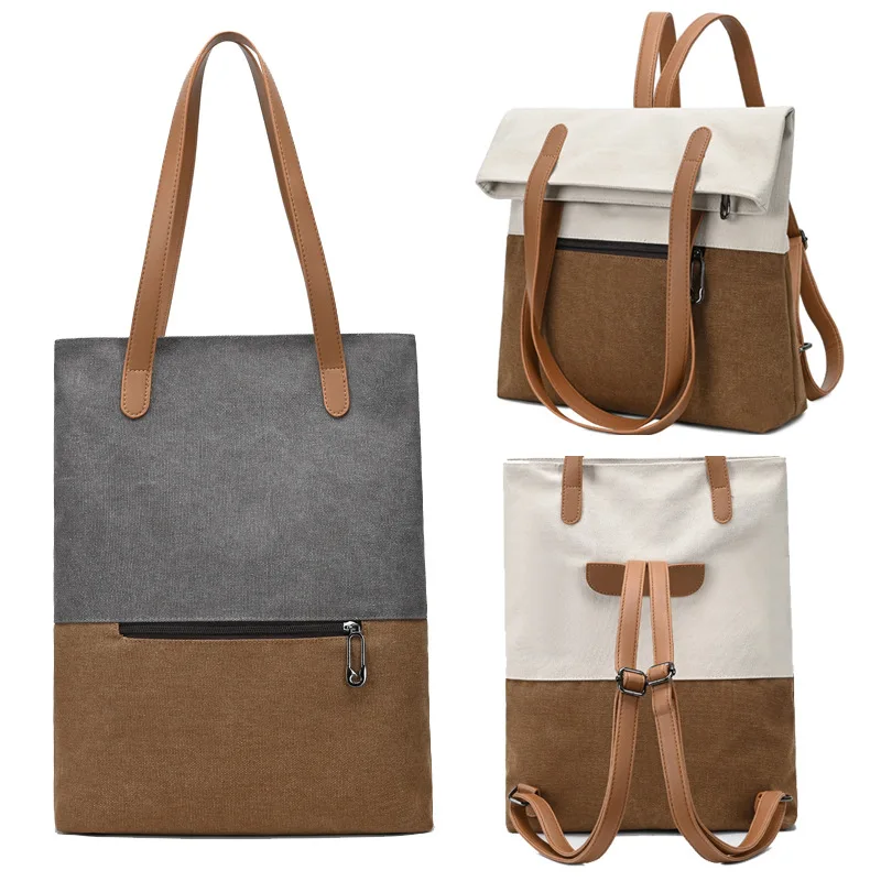 Women's canvas color tote bag shoulder backpack portable commuting backpack large capacity multi-purpose backpack
Women's canvas color tote bag shoulder backpack portable commuting backpack large capacity multi-purpose backpack