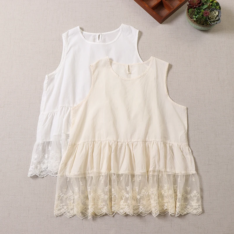 Sweet Mori Girl Lace Mesh Hollow Out Embroidery Cotton Tank Tops Women Japan Style Summer O-Neck Sleeveless Thin White Tops
Sweet Mori Girl Lace Mesh Hollow Out Embroidery Cotton Tank Tops Women Japan Style Summer O-Neck Sleeveless Thin White Tops