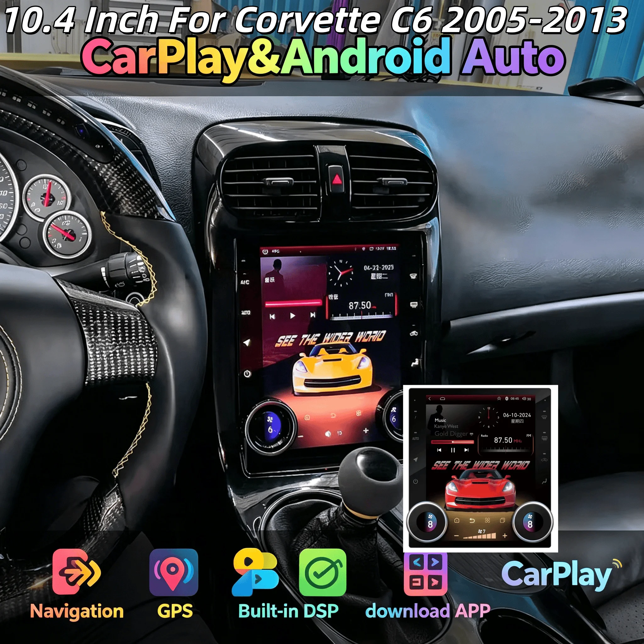 H 10.4 Inch Touch Screen For Corvette C6 2005-2013 Android 14 GPS Navigation WIFI 4G BT Carplay Car Multimedia Player Head Unit
H 10.4 Inch Touch Screen For Corvette C6 2005-2013 Android 14 GPS Navigation WIFI 4G BT Carplay Car Multimedia Player Head Unit