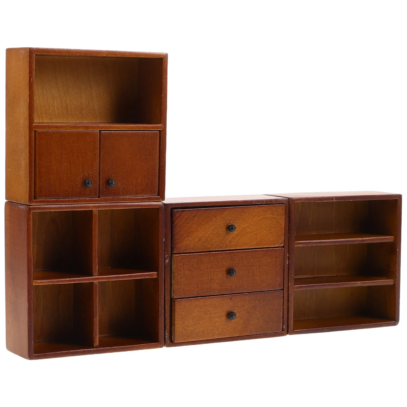 4Pcs Miniature Wooden Cabinet Set Walnut Color for Dollhouse Storage Display Micro Landscape Bookshelf Furniture Decor
4Pcs Miniature Wooden Cabinet Set Walnut Color for Dollhouse Storage Display Micro Landscape Bookshelf Furniture Decor