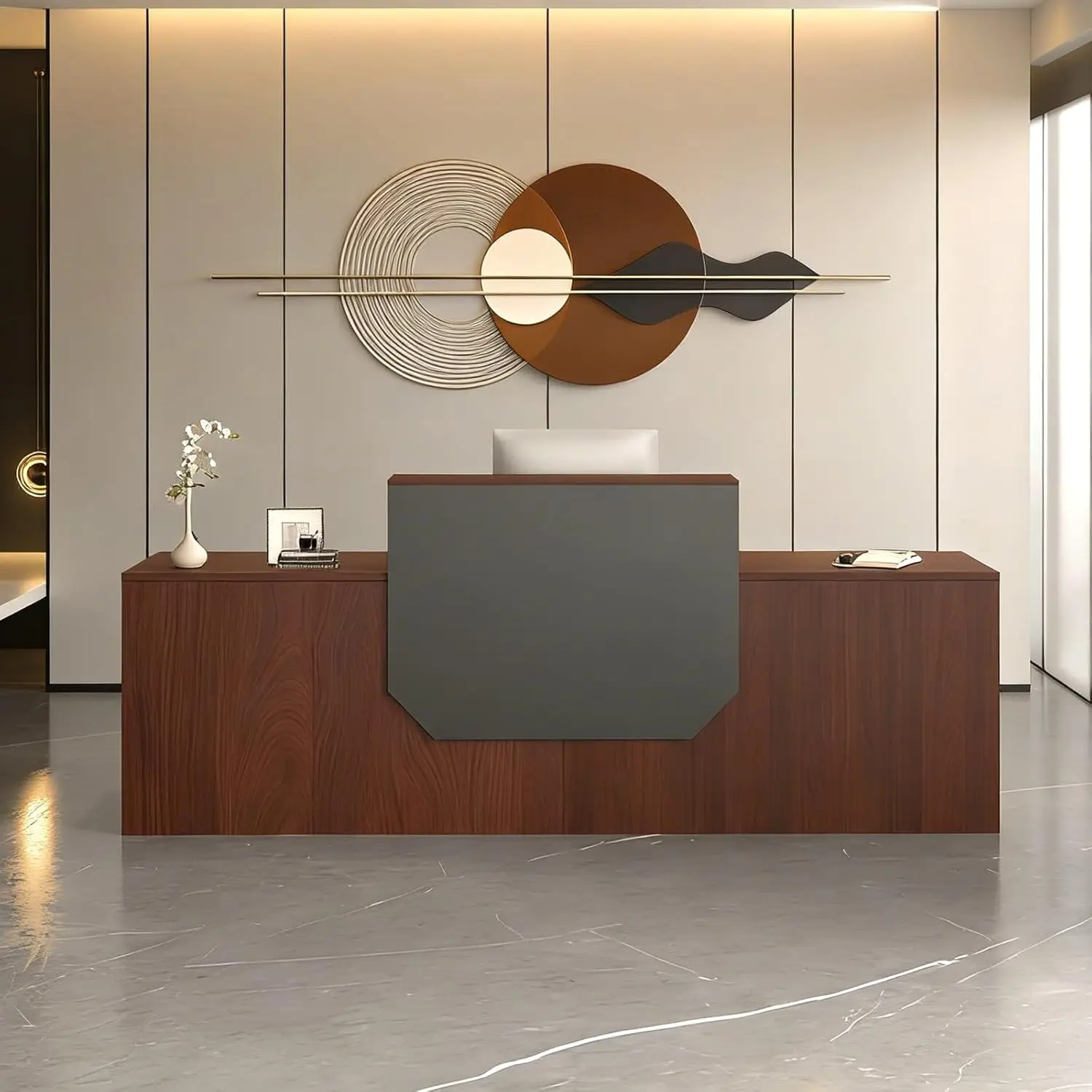 L-Shaped Reception Desk Storage Lockers Easy Assembly 78.8in Checkout Counter Office Retail Salon Custom
L-Shaped Reception Desk Storage Lockers Easy Assembly 78.8in Checkout Counter Office Retail Salon Custom