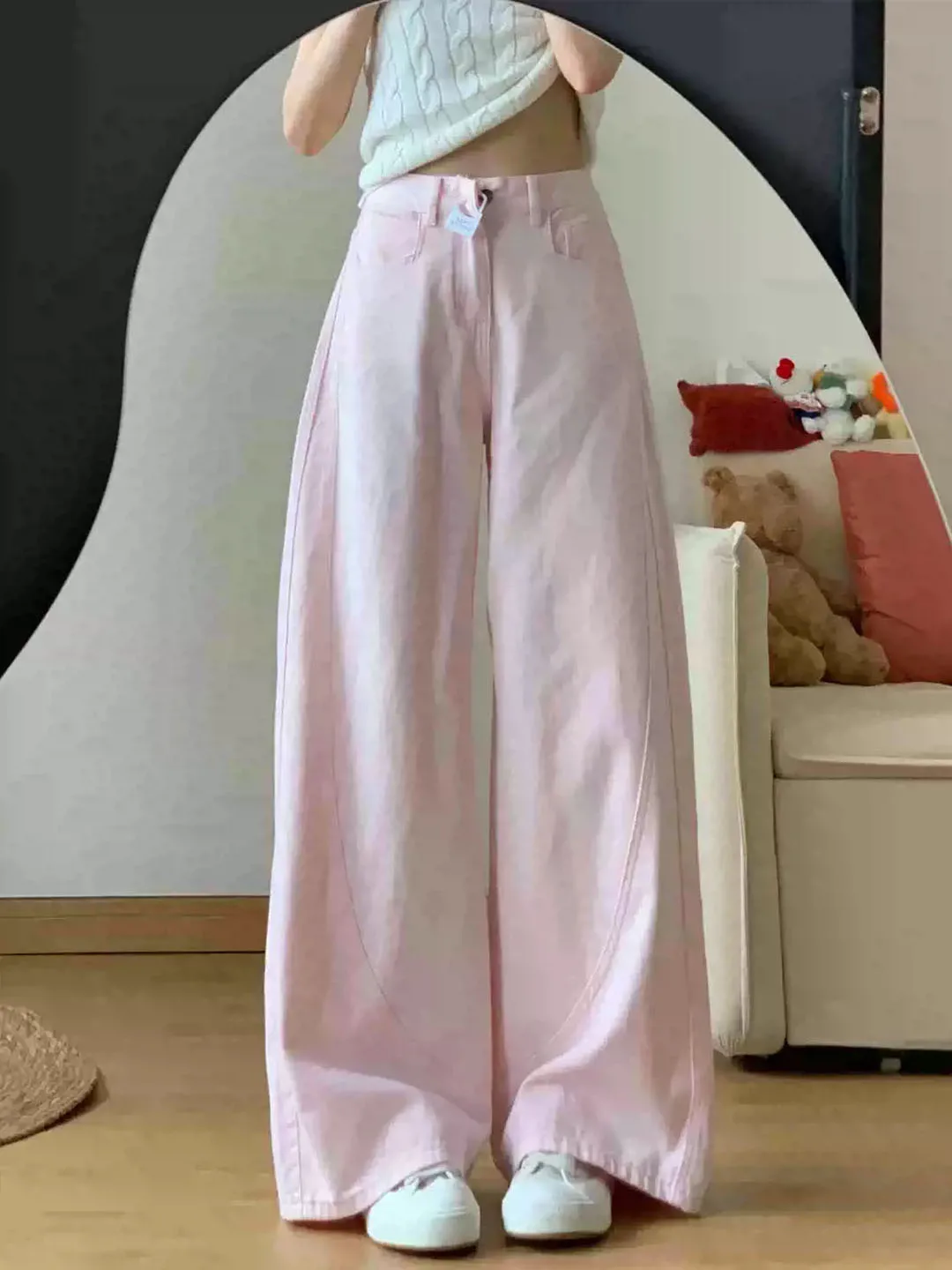 Korean Style Pink High Waist Denim Pants 2026 Women's Summer New Casual Loose Wide Leg Jeans Sweet Versatile Straight Trousers
Korean Style Pink High Waist Denim Pants 2026 Women's Summer New Casual Loose Wide Leg Jeans Sweet Versatile Straight Trousers