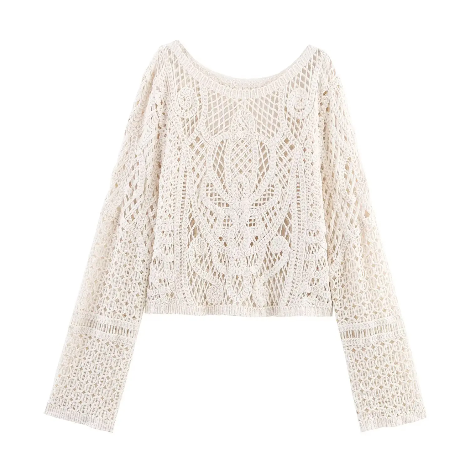 MYST&ZA2025 new summer women's casual fashion simple hollow long sleeve wave hem round neck knitted cardigan
MYST&ZA2025 new summer women's casual fashion simple hollow long sleeve wave hem round neck knitted cardigan
