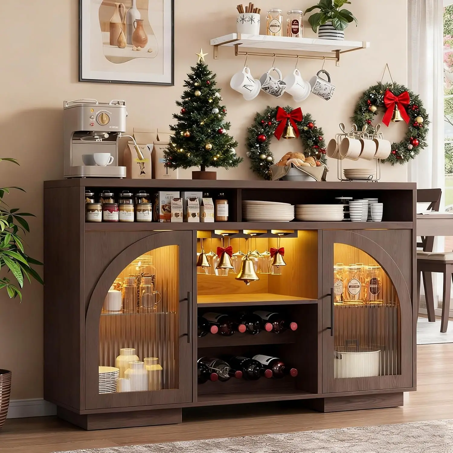 Шкаф-буфет с диагональю 54 фута со светодиодной подсветкой, арочными стеклянными дверями, винной полкой и регулируемыми полками — коричневый
Шкаф-буфет с диагональю 54 фута со светодиодной подсветкой, арочными стеклянными дверями, винной полкой и регулируемыми полками — коричневый