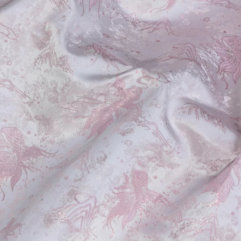 L100XW150CM Pink Brocade Satin Fish Mountain Water Jacquard Fabric New Chinese Hanfu Vest Jacket Traditional Fabrics for Sewing
L100XW150CM Pink Brocade Satin Fish Mountain Water Jacquard Fabric New Chinese Hanfu Vest Jacket Traditional Fabrics for Sewing