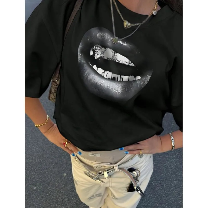 Hip Hop Y2k Women's Pure Cotton T-shirts Print Lips Casual Fashion Cheap Trend Street Aestheticshort Sleeved Shopping Date Tops
Hip Hop Y2k Women's Pure Cotton T-shirts Print Lips Casual Fashion Cheap Trend Street Aestheticshort Sleeved Shopping Date Tops