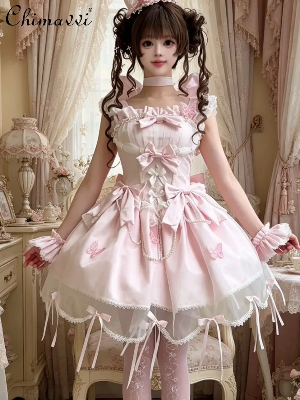 Original Lolita Soft Girl Dress Spring and Summer New Fashion Cute Bowknot Heavily Beaded Elegant Princess Dresses Women
Original Lolita Soft Girl Dress Spring and Summer New Fashion Cute Bowknot Heavily Beaded Elegant Princess Dresses Women