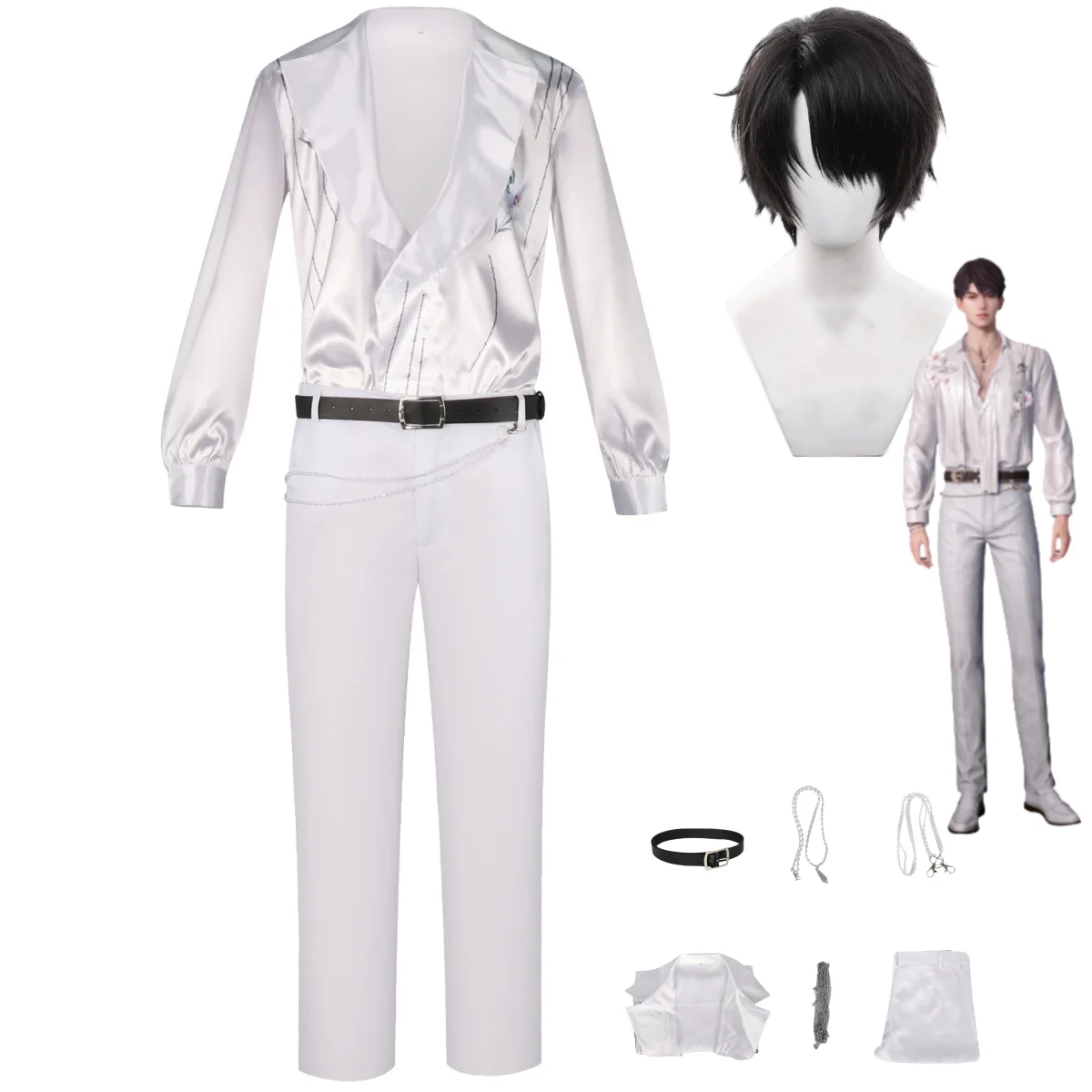Anime Game Love and Deepspace Caleb Cosplay Costume White Shirt Evening Dress Necklace Wig Man Carnival Masquerade Ball Suit
Anime Game Love and Deepspace Caleb Cosplay Costume White Shirt Evening Dress Necklace Wig Man Carnival Masquerade Ball Suit