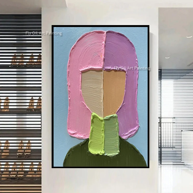 Hand Made Abstract Pink Purple Women Portrait Wall Art Large Home Wall Art Decor Green Yellow Knife Thick Canvas Oil Painting
Hand Made Abstract Pink Purple Women Portrait Wall Art Large Home Wall Art Decor Green Yellow Knife Thick Canvas Oil Painting