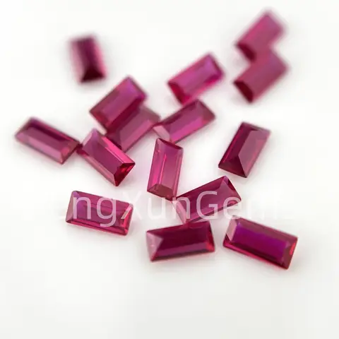 Lab Red Ruby Baguette shape Loose Gemstone AAAAA 1x2mm~3x4mm for Jewelry Drilling inlay