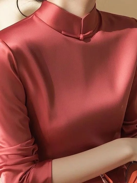 Elegant New Chinese Style Long Sleeve Satin Shirt Women's Fashion Spring Summer High End Lightweight National Trend Top
Elegant New Chinese Style Long Sleeve Satin Shirt Women's Fashion Spring Summer High End Lightweight National Trend Top