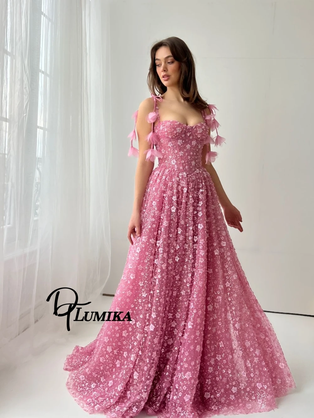 Feminine Pink Sequined Tulle Evening Dress Sweet Classy Floral A Line Customized Prom Gown Romantic Wedding Guest Party Wear
Feminine Pink Sequined Tulle Evening Dress Sweet Classy Floral A Line Customized Prom Gown Romantic Wedding Guest Party Wear