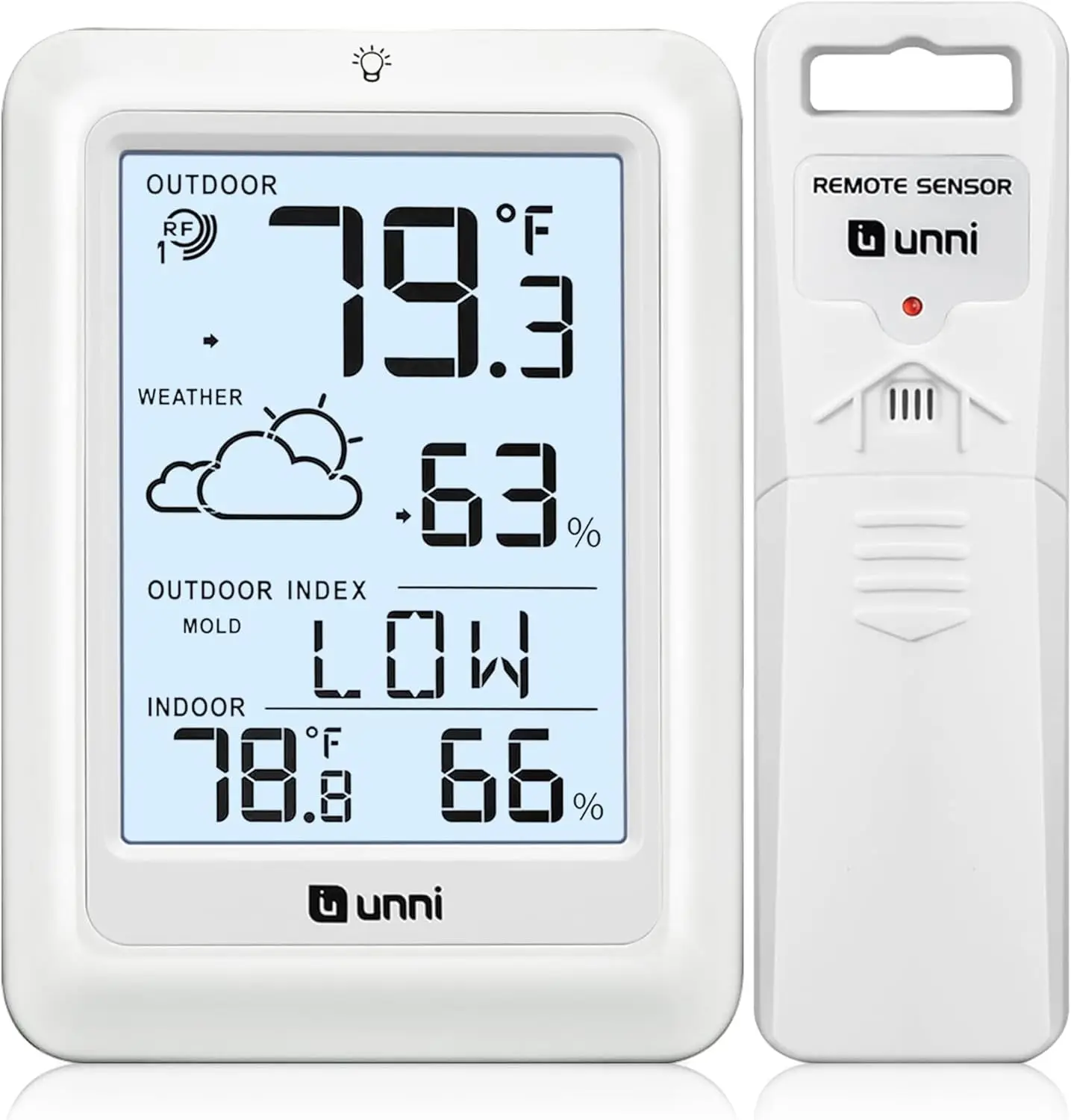 Wireless Weather Station Thermometer Hygrometer with Remote Sensor, 330ft Range, Backlit Display
Wireless Weather Station Thermometer Hygrometer with Remote Sensor, 330ft Range, Backlit Display