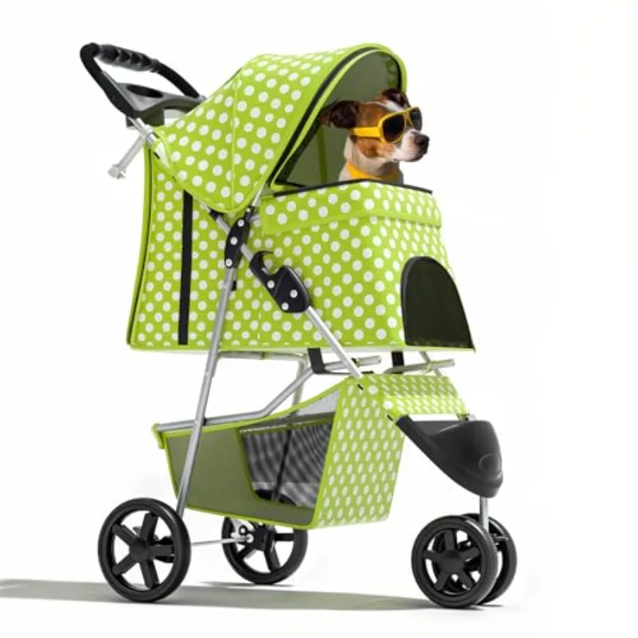 3-Wheel Pet Stroller for Small Medium Dogs Cats Up to 33lbs,Lawn Green Polka Dots, Foldable Travel Jogger with Lightweight Fram
3-Wheel Pet Stroller for Small Medium Dogs Cats Up to 33lbs,Lawn Green Polka Dots, Foldable Travel Jogger with Lightweight Fram
