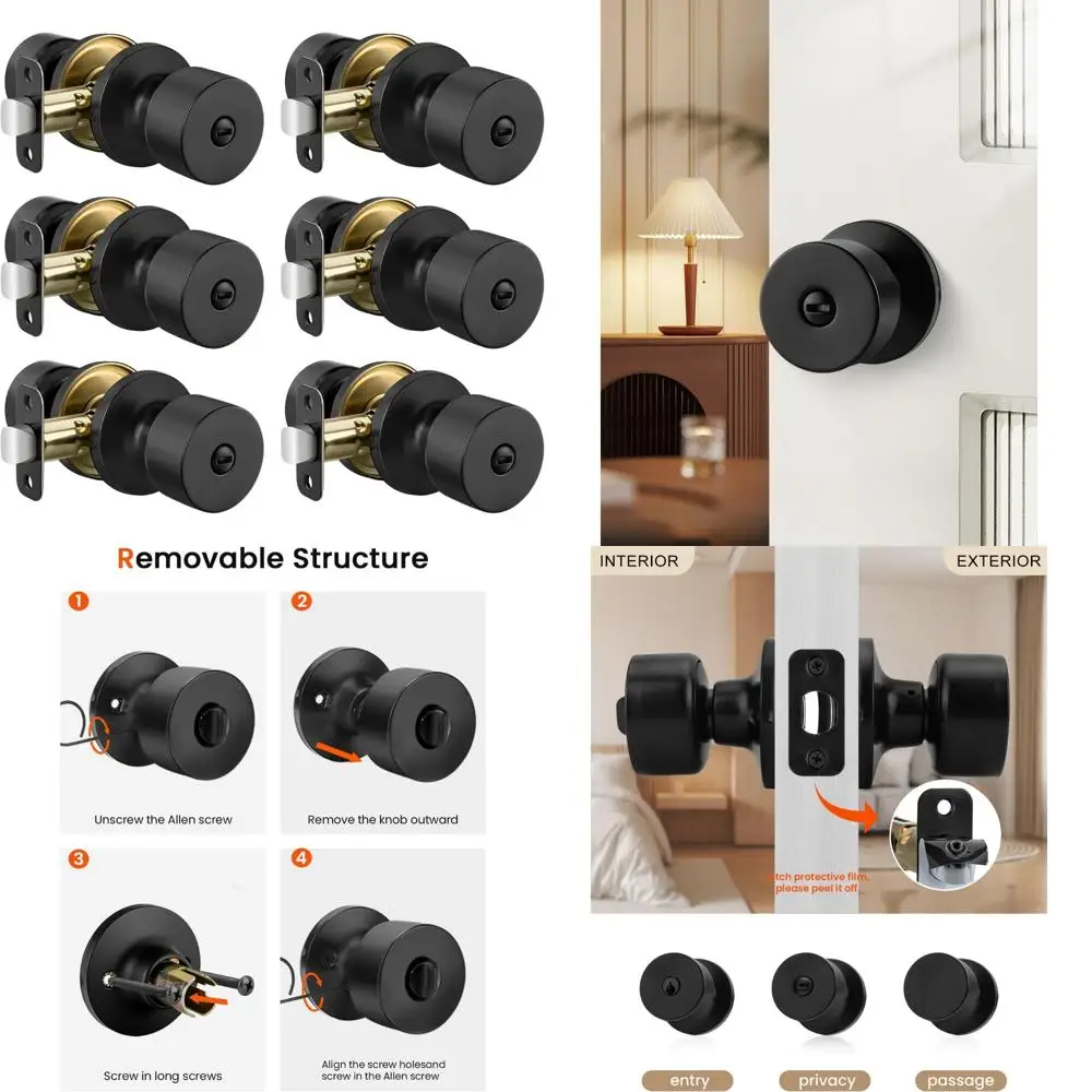 Matte Black Interior Door Knobs Set of 6, Ideal for Bedroom and Bathroom Privacy, Round Design for Modern Home Security
Matte Black Interior Door Knobs Set of 6, Ideal for Bedroom and Bathroom Privacy, Round Design for Modern Home Security