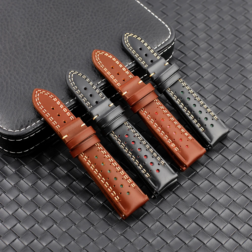 Vintage Calfskin Two-Color Double-Line Hollow 22mm Watch Strap Handmade Stitching Porous Breathable Quick Release Strap
Vintage Calfskin Two-Color Double-Line Hollow 22mm Watch Strap Handmade Stitching Porous Breathable Quick Release Strap
